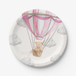 Pink Teddy Bear Hot Air Ballon Pappteller