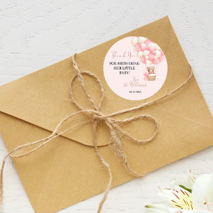 Pink Teddy Bear Oh Girl Balloon Babydusche Runder Aufkleber