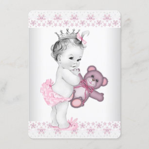 Pink Teddy Bear Princess Baby Dusche Einladung