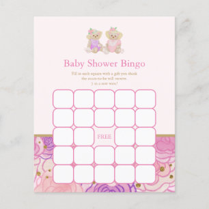 Pink Teddy Bear Tee Party Babydusche Bingospiel