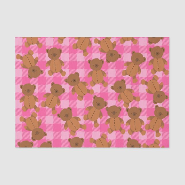 Pink Teddy Bear Tissue Paper Seidenpapier (Vorderseite)