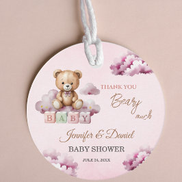 Pink Teddy Starry Clouds Baby Girl Vielen Dank Geschenkanhänger