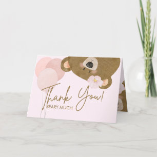 Pink Teddy wir können frühzeitig abwarten Mädchen Dankeskarte