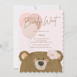 Pink Teddy wir können frühzeitig abwarten Mädchen  Einladung