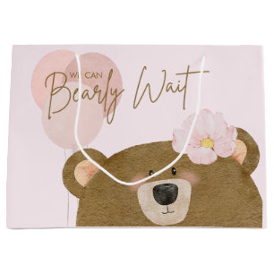 Pink Teddy wir können frühzeitig abwarten Mädchen Große Geschenktüte