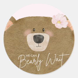 Pink Teddy wir können frühzeitig abwarten Mädchen  Runder Aufkleber