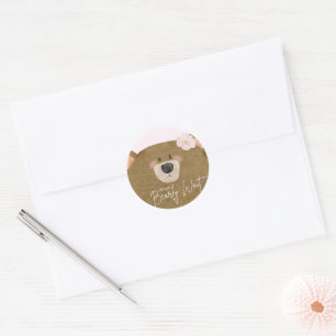 Pink Teddy wir können frühzeitig abwarten Mädchen Runder Aufkleber