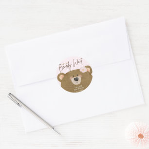 Pink Teddy wir können frühzeitig abwarten Mädchen  Runder Aufkleber