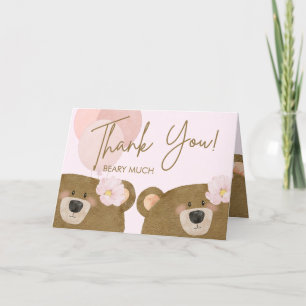 Pink Teddy wir können frühzeitig abwarten Twin Bab Dankeskarte