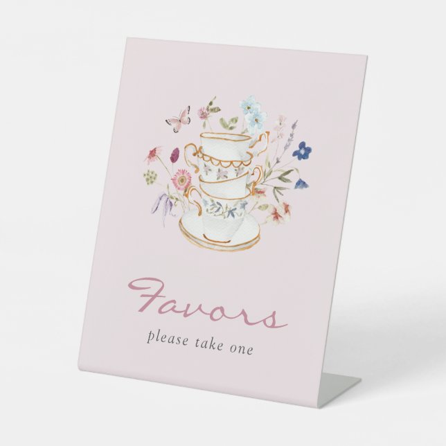 Pink Tee Gastgeschenke Pedestal Schild (Vorderseite)