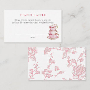 Pink Tee Party Baby Dusche Windeln Raffle Ticket Begleitkarte