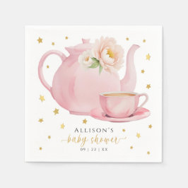 Pink Tee Party Babydusche Papier Napkins Serviette