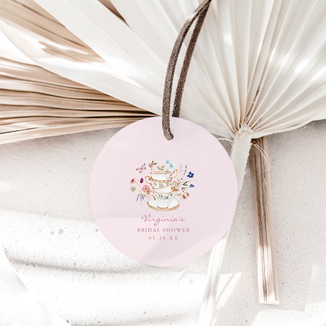 Pink Tee Party Geschenkanhänger (Pink Floral Tea Party Favor Tags by Painted Paperie
)