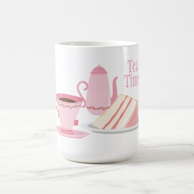 Pink Tee Set Themed Sticker Kaffeetasse (Mittel)