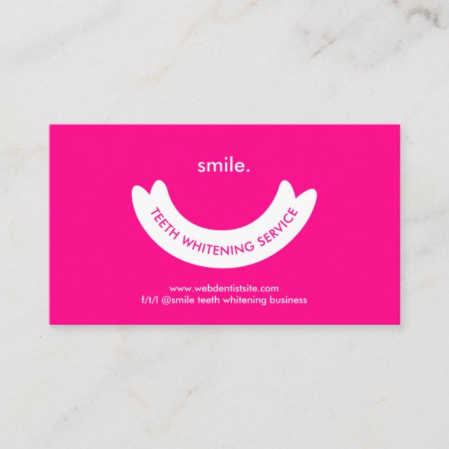 Pink Teeth Whitening Service Minimal Oral Care Visitenkarte (Vorderseite)