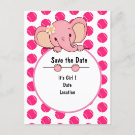 Pink Tennis Ball Es ist ein Mädchen für Baby-Elepj Ankündigungspostkarte