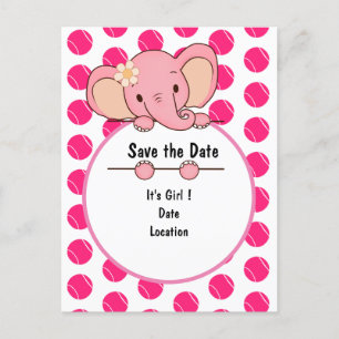 Pink Tennis Ball Es ist ein Mädchen für Baby-Elepj Ankündigungspostkarte