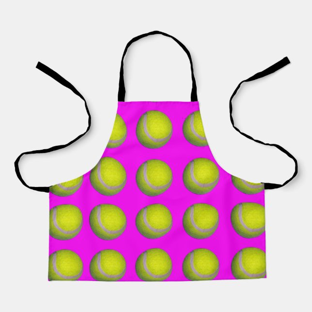 Pink Tennis Ball Pattern, Mädchen Full Print Schür Schürze (Vorderseite)