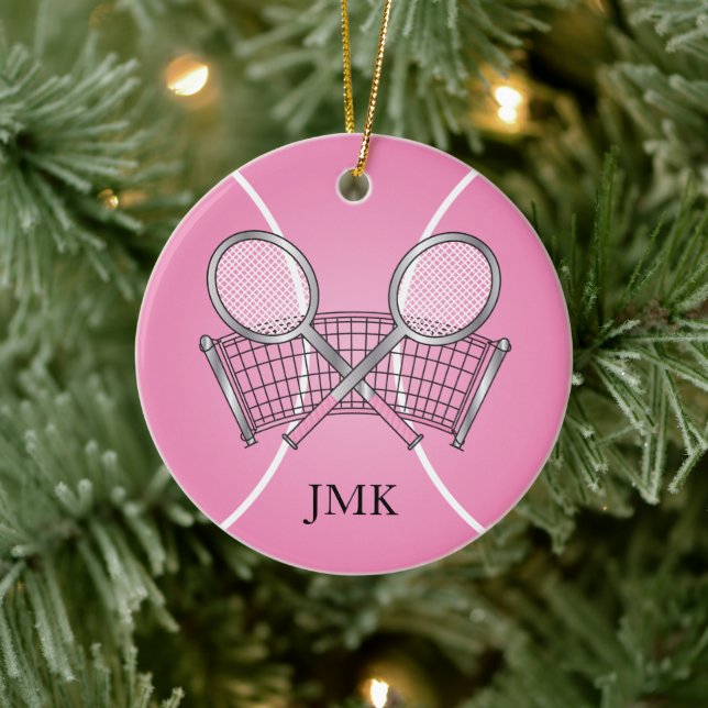 Pink Tennis Ball | Personalisieren Keramikornament (Baum)