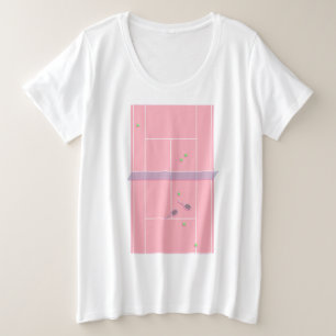 Pink Tennis Court Preppy Modern Tennis Player Große Größe T-Shirt