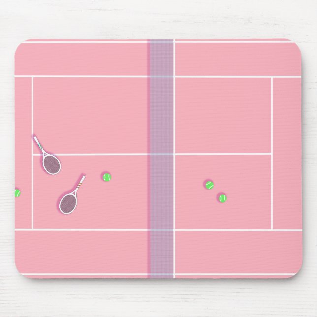 Pink Tennis Court Preppy Modern Tennis Player Mousepad (Vorne)