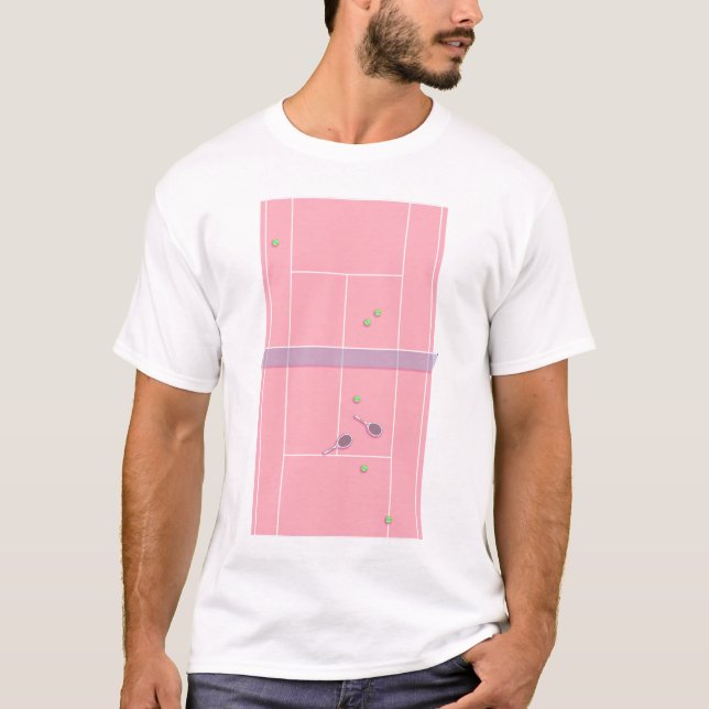 Pink Tennis Court Preppy Modern Tennis Player T-Shirt (Vorderseite)