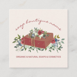 Pink Terracotta Soap Boutique Green traditional Quadratische Visitenkarte