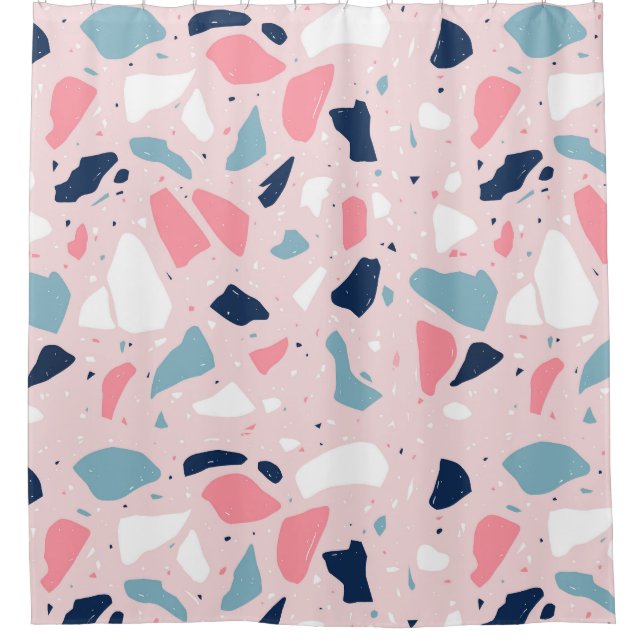 Pink Terrazzo Muster Duschvorhang (Vorderseite)
