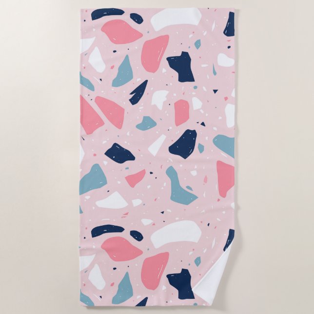 Pink Terrazzo Muster Strandtuch (Vorderseite)