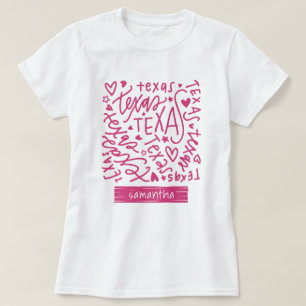 Pink Texas Doodle Muster T-Shirt