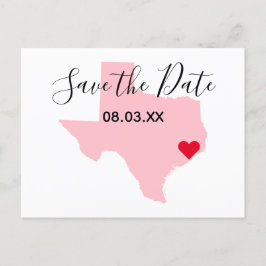 Pink Texas Red Heart Save the Date Ankündigungspostkarte
