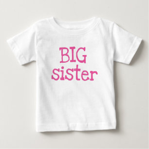 Pink Text Big Sster Baby T-shirt
