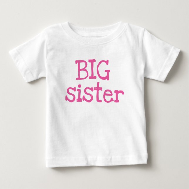 Pink Text Big Sster Baby T-shirt (Vorderseite)