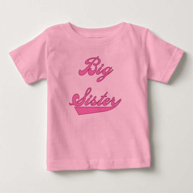 Pink Text Big Sster Baby T-shirt (Vorderseite)