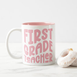Pink-Text des ersten Lehrers Zweifarbige Tasse