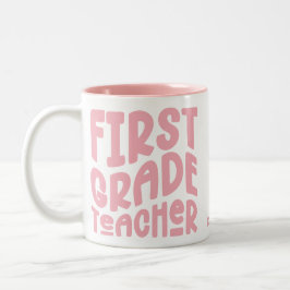 Pink-Text des ersten Lehrers Zweifarbige Tasse