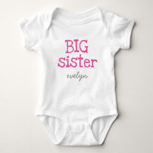 Pink Text Große Schwester Name hinzufügen Baby Strampler