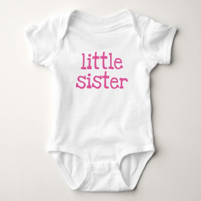 Pink Text Kleine Schwester Baby Strampler (Vorderseite)