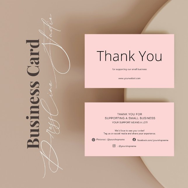 Pink Thank You Card Social Media Small Business Visitenkarte (Von Creator hochgeladen)