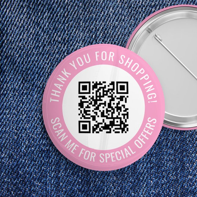 Pink Thank You & Scan Me Promotional QR Code Button (Von Creator hochgeladen)