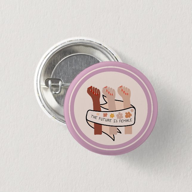 Pink The future is female feminist Button (Vorne & Hinten)