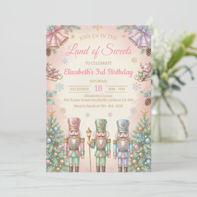 Pink The Nutcracker Birthday Invitation Einladung (Stehend Vorderseite)