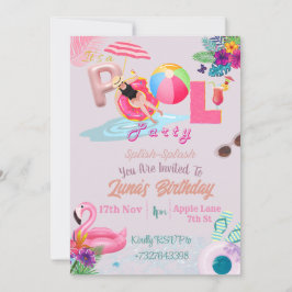 PInk Theme Pool-Party Einladung