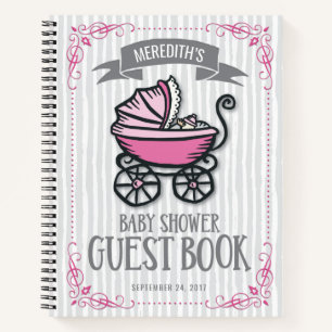 Pink-Themed Baby Shower Gästebuch Notizbuch