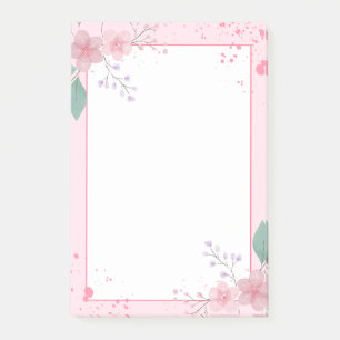 Pink Themed Floral Notepad Post-it Klebezettel