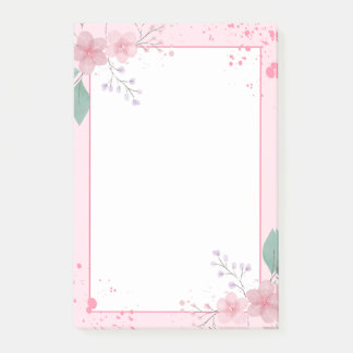 Pink Themed Floral Notepad Post-it Klebezettel