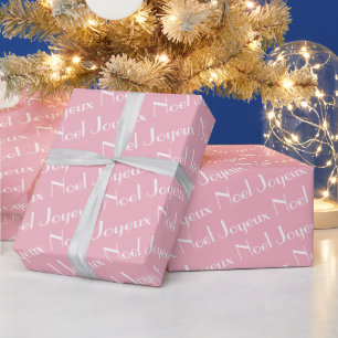 Pink Themed Paris French Christmas Joyeux Weihnach Geschenkpapier
