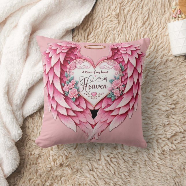 Pink Throw Pillow Memorial Heaven Mother Kissen (Decke)