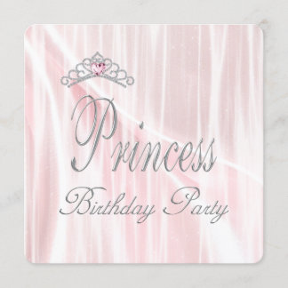 Pink Tiara Girls Princess Birthday Party Einladung