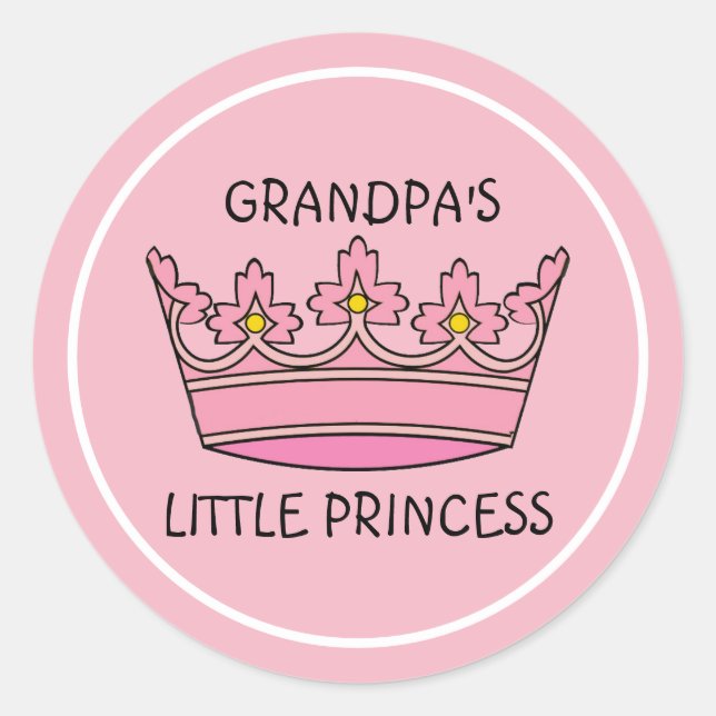Pink Tiara Grandpas kleine Prinzessin Runder Aufkleber (Vorderseite)